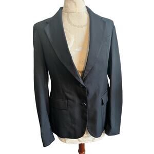 Linden Grey Women's Classic Black Button Up Blazer Regular Size 2
